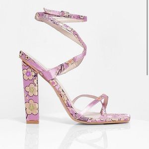 Oriental print heel (model wearing personal pair)